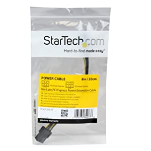 StarTech.com 8in 6 pin PCI Express Power Extension Cable - Power extension cable - 6 pin PCIe power (M) to 6 pin PCIe power (F) - 7.9 in - black - PCIEPOWEXT