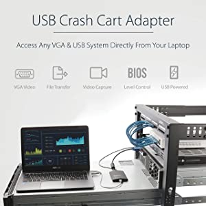 StarTech.com USB Crash Cart Adapter - File Transfer & Video - Portable Server Room Laptop to KVM Console Crash Cart (NOTECONS02) USB 2.0 | File Transfer Adapter