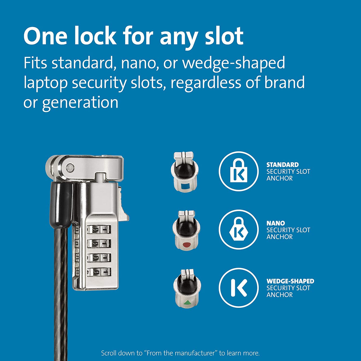 Kensington Universal 3-in-1 Combination Laptop Lock - resettable version (K62316WW)