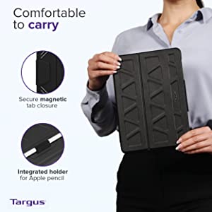 Targus Pro-Tek Tablet Case for iPad (7th gen) 10.2-inch, iPad Air 10.5-inch, and iPad Pro 10.5-inch, Black (THZ852GL) All iPad Black