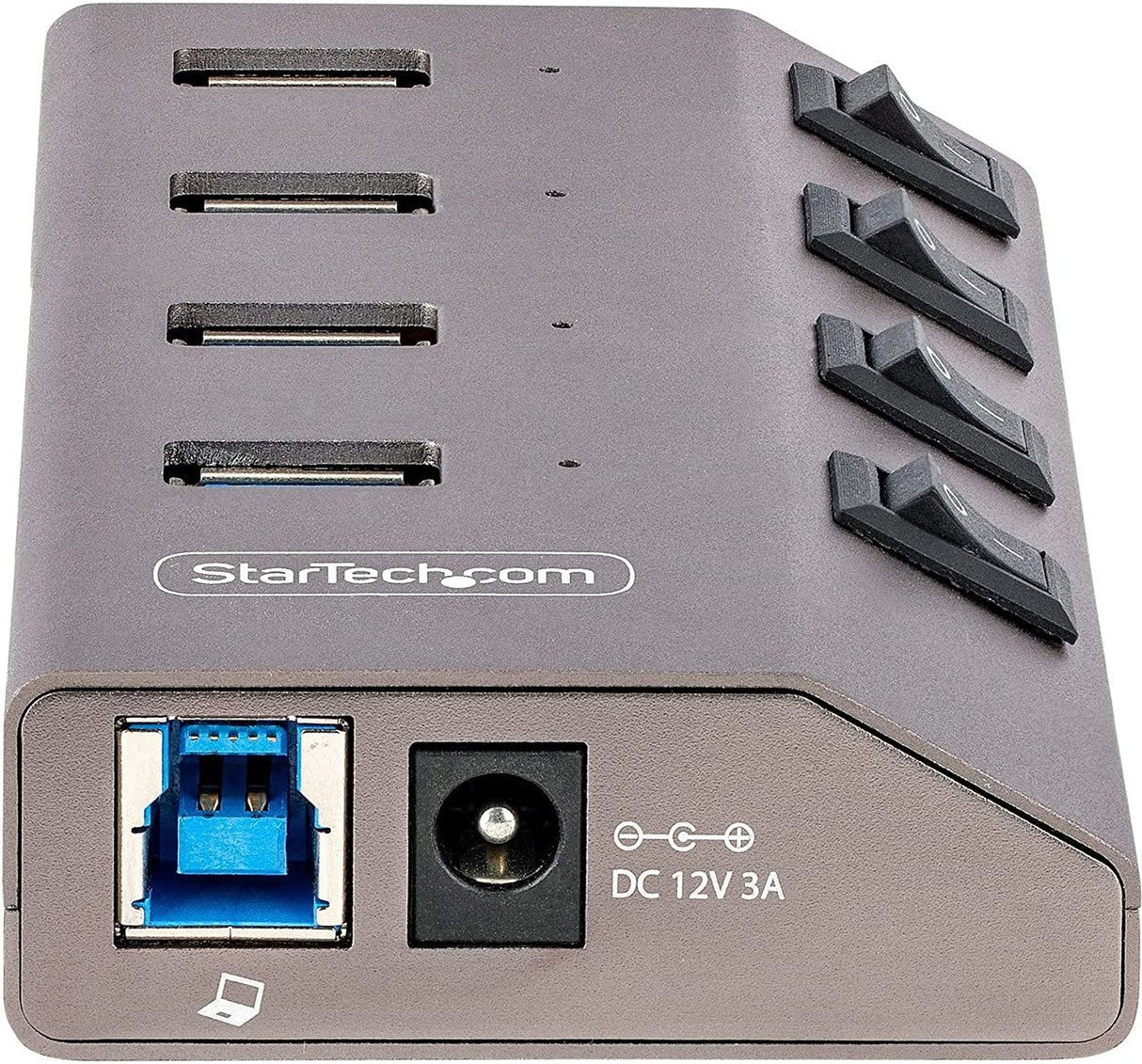 StarTech.com 4-Port Self-Powered USB-C Hub with Individual On/Off Switches, USB 3.0 5Gbps Expansion Hub w/Power Supply, Desktop/Laptop USB-C to USB-A Hub, USB Type C Hub w/BC 1.2 (5G4AIBS-USB-HUB-NA) 4 port USB-A or USB-C source