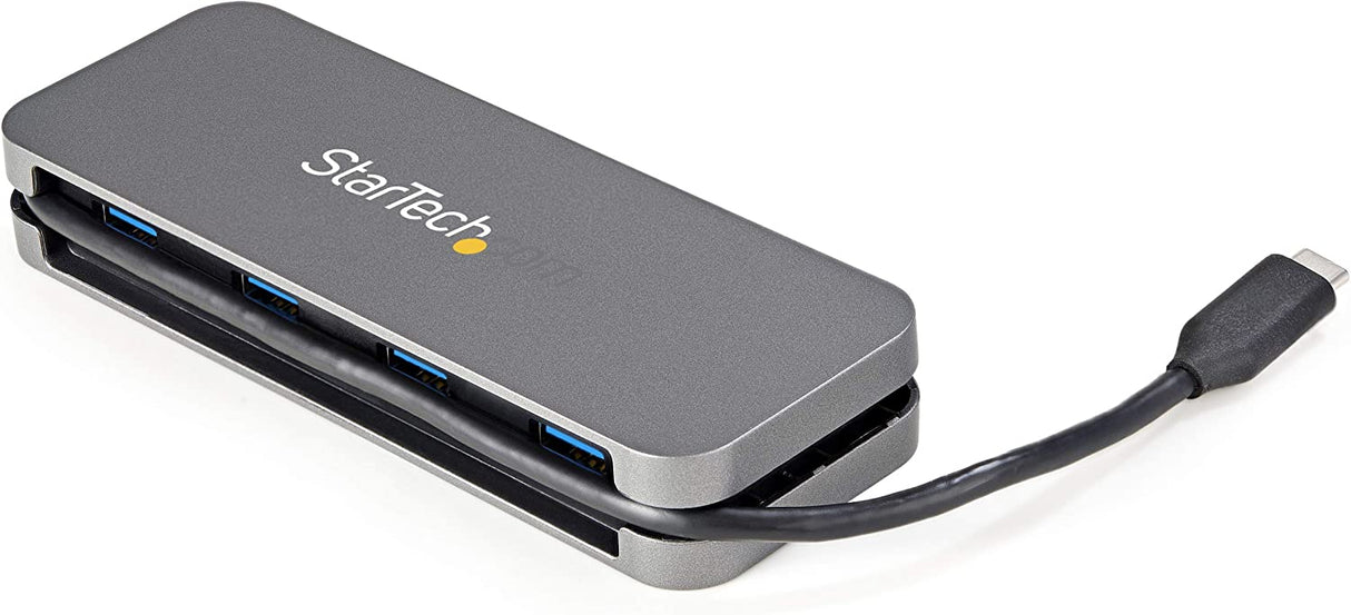 Startech 4 Port USB C Hub - 4X USB-A - 5Gbps USB 3.0 Type-C Hub (USB 3.2/3.1 Gen 1) - Bus Powered Portable USB-C to USB-A Adapter Laptop Hub - 11.2" (28.5cm) Cable w/Cable Management (HB30CM4AB)