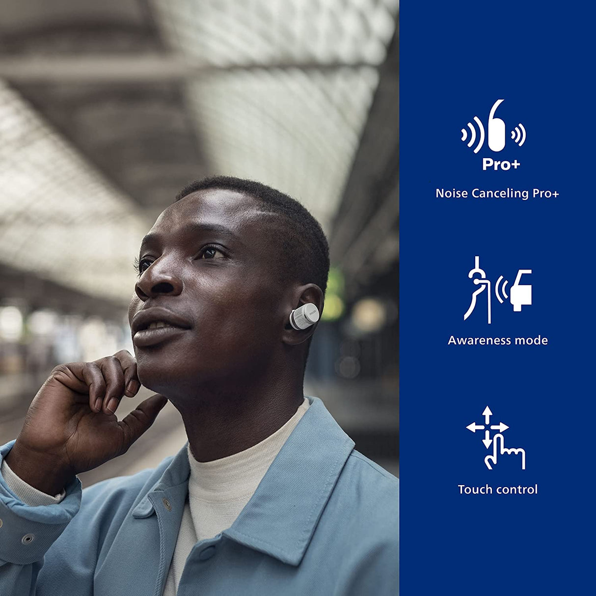 Philips Fidelio T1 True Wireless Headphones with Active Noise Canceling Pro+, Audiophile Quality, White White Fidelio | ANC PRO+