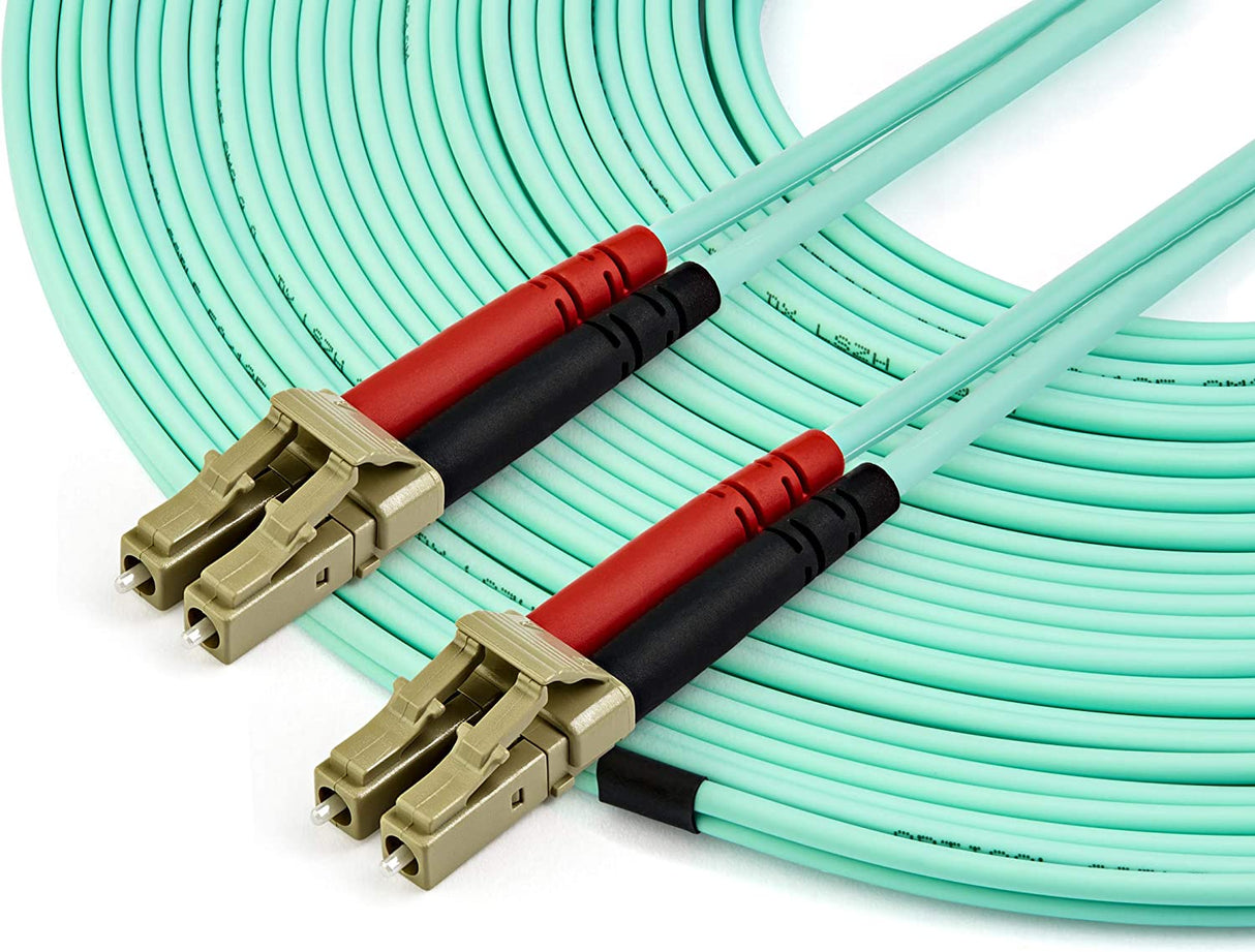 StarTech.com 15m OM3 LC to LC Multimode Duplex Fiber Optic Patch Cable - Aqua - 50/125 - LSZH Fiber Optic Cable - 10Gb (A50FBLCLC15)