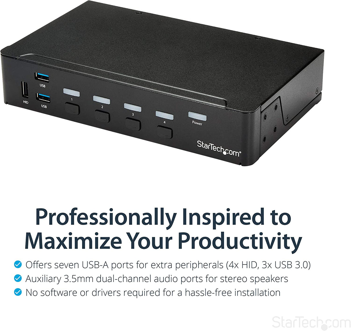 StarTech.com 4 Port HDMI KVM - HDMI KVM Switch - 1080p - USB 3.0 & Audio Support - KVM Video Switch (SV431HDU3A2) 4 Port | 1 Monitor USB 3.0 | 1080p