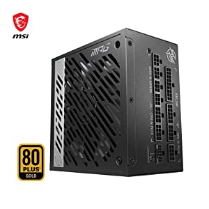 MSI MPG A1000G PCIE 5 & ATX 3.0 Gaming Power Supply - Full Modular - 80 Plus Gold Certified 1000W - 100% Japanese 105°C Capacitors - Compact Size - ATX PSU