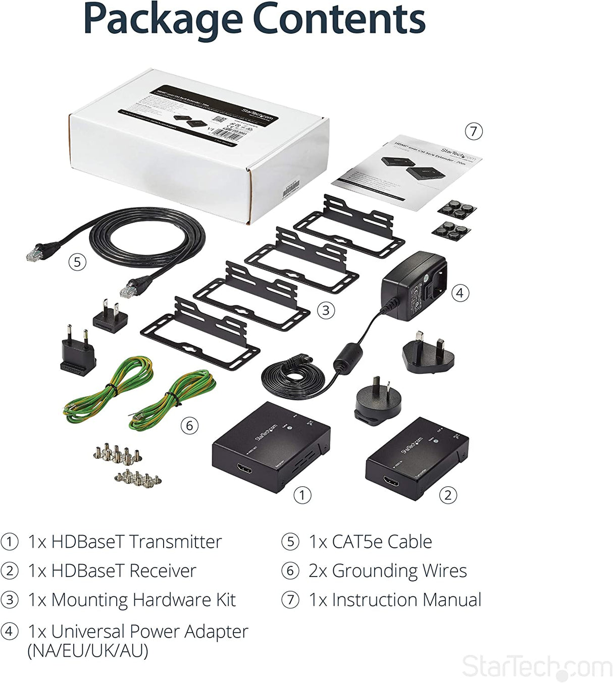StarTech.com HDMI over CAT5/CAT6 Ethernet Extender with HDBaseT - 4K@115ft, 1080p@230ft - HDMI Video Transmitter and Receiver Kit w/ POC (ST121HDBTE),Black 210ft HDMI Extender