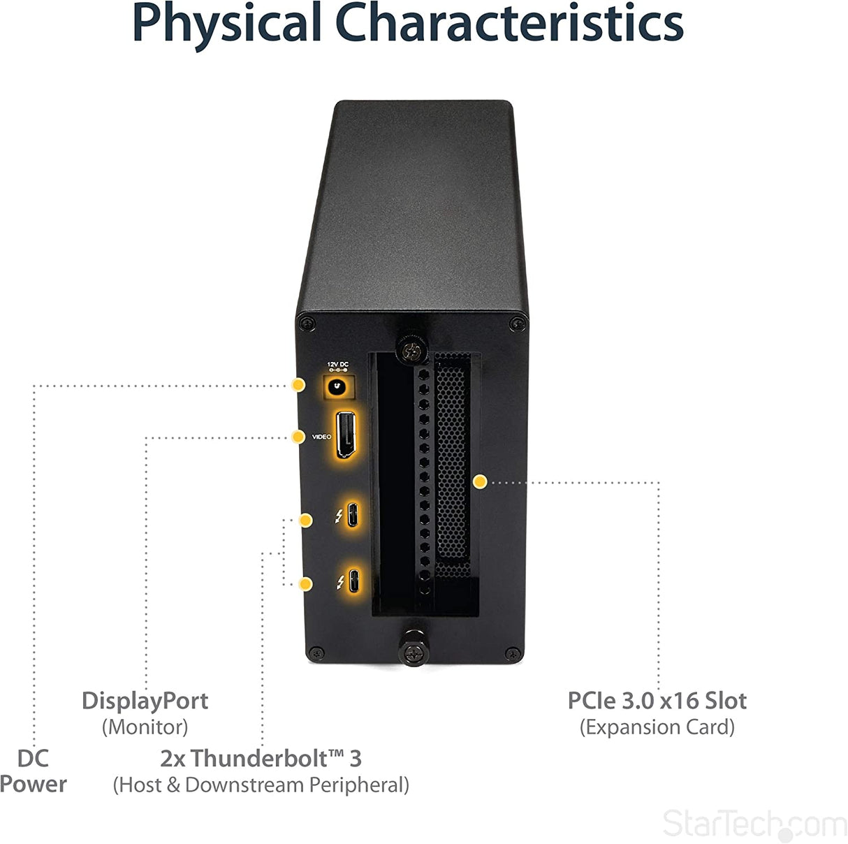 StarTech.com Thunderbolt 3 PCIe Expansion Chassis w/DisplayPort – PCIe x16 – External PCIe Slot for Thunderbolt 3 Devices (TB31PCIEX16)