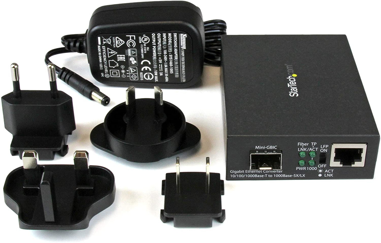 StarTech.com Multimode / Single Mode Fiber Media Converter - Open SFP Slot - 10/100/1000Mbps RJ45 Port - LFP Supported - IEEE 802.1q Tag VLAN - (MCM1110SFP) No Chassis Mount | Single Mode & Multi Mode