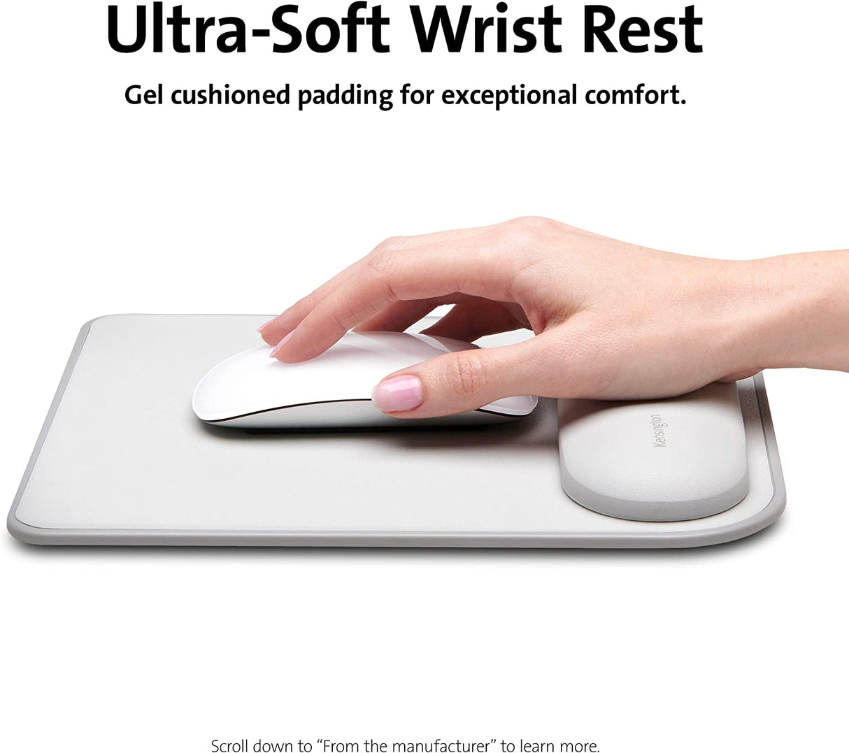Kensington Mousepad with ErgoSoft Wrist Rest for Standard Mouse-Gray (K50437WW)
