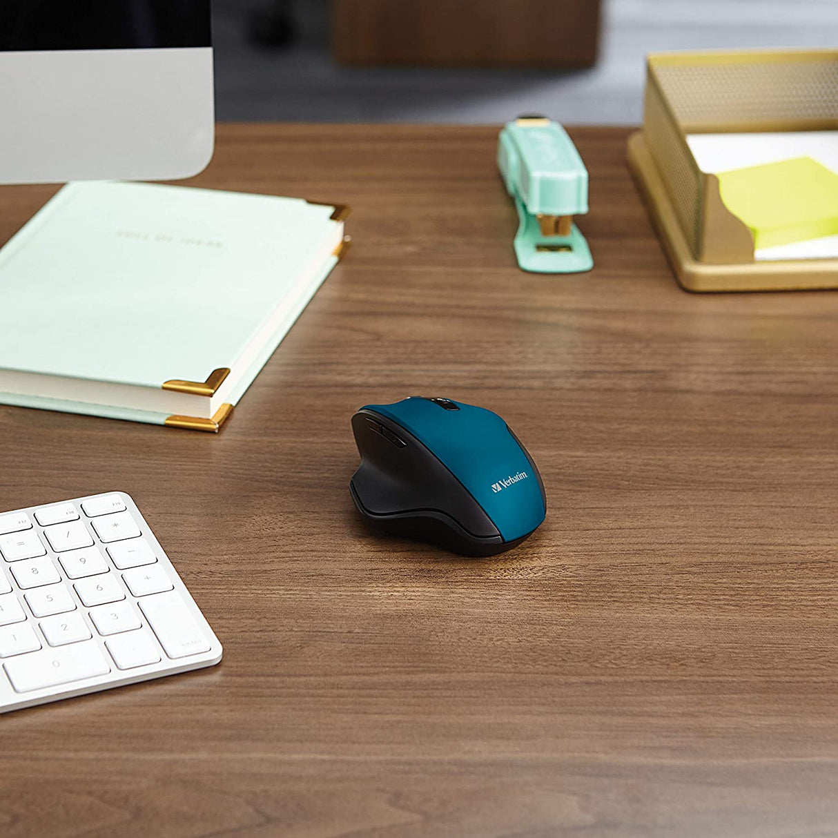 Verbatim Silent Ergonomic Wireless Blue LED Mouse – Dark Teal