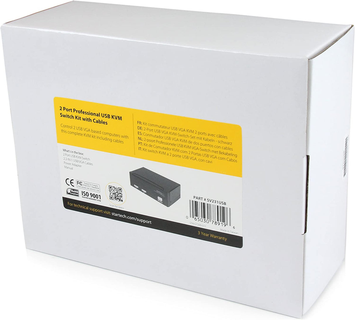 StarTech.com 2 Port VGA USB KVM Switch - VGA KVM Switch - 1920x1440 - USB 2.0 - KVM Video Switch (SV231USB),Black USB | Cables Included