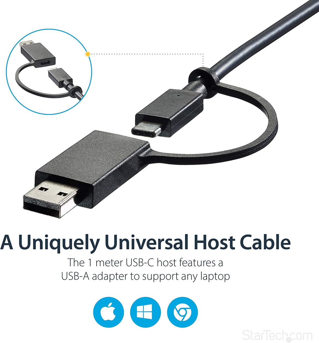 StarTech.com USB-C & USB-A Dock - Hybrid Universal Laptop Docking Station with Dual Monitor 4K60Hz HDMI & DisplayPort - USB 3.1 Gen 1 Hub, GbE - 60W Power Delivery - Windows, Mac & Chrome (DK30C2DPPD)