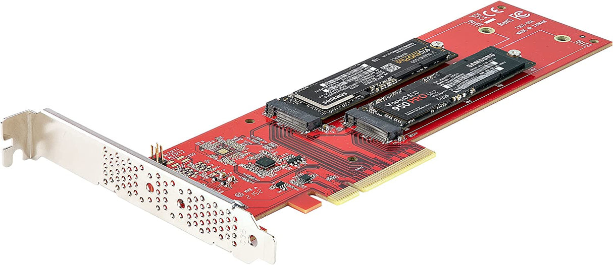 StarTech.com Dual M.2 PCIe SSD Adapter Card, PCIe x8 / x16 to Dual NVMe or AHCI M.2 SSDs, PCI Express 4.0, 7.8GBps/Drive, Bifurcation Required - Windows/Linux Compatible (DUAL-M2-PCIE-CARD-B)