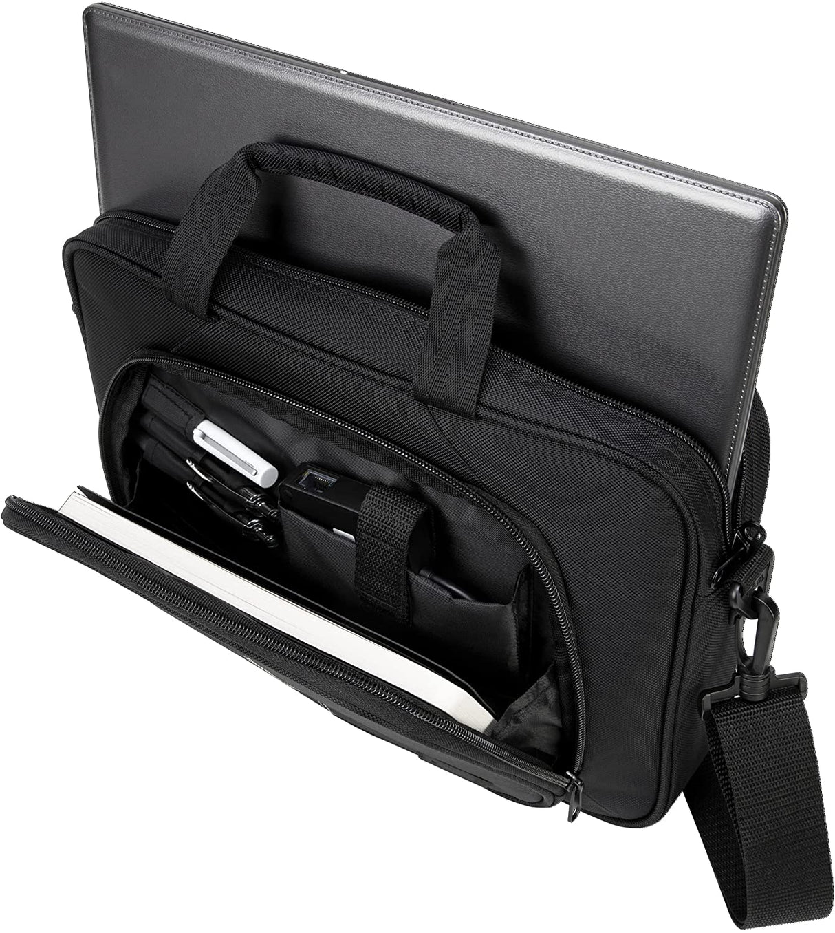 Targus Intellect Slim Slipcase Bag with Durable Water-Resistant Nylon, Two Large Exterior Pockets, Removable Shoulder Strap, Protective Sleeve for 12.1-Inch Laptop and Tablet, Black (TBT248US) Slim Slipcase 12.1 inch