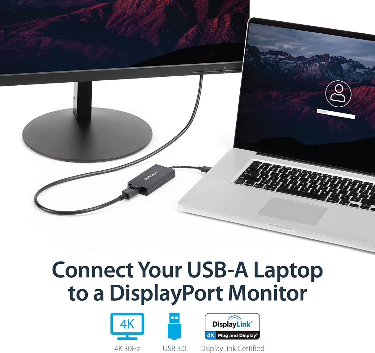 StarTech.com USB 3.0 to DisplayPort Adapter 4K Ultra HD, DisplayLink Certified, Video Converter w/ External Graphics Card - Mac & Windows (USB32DP4K) USB 3.0 to DP 4K (Mac & Win) Adapter