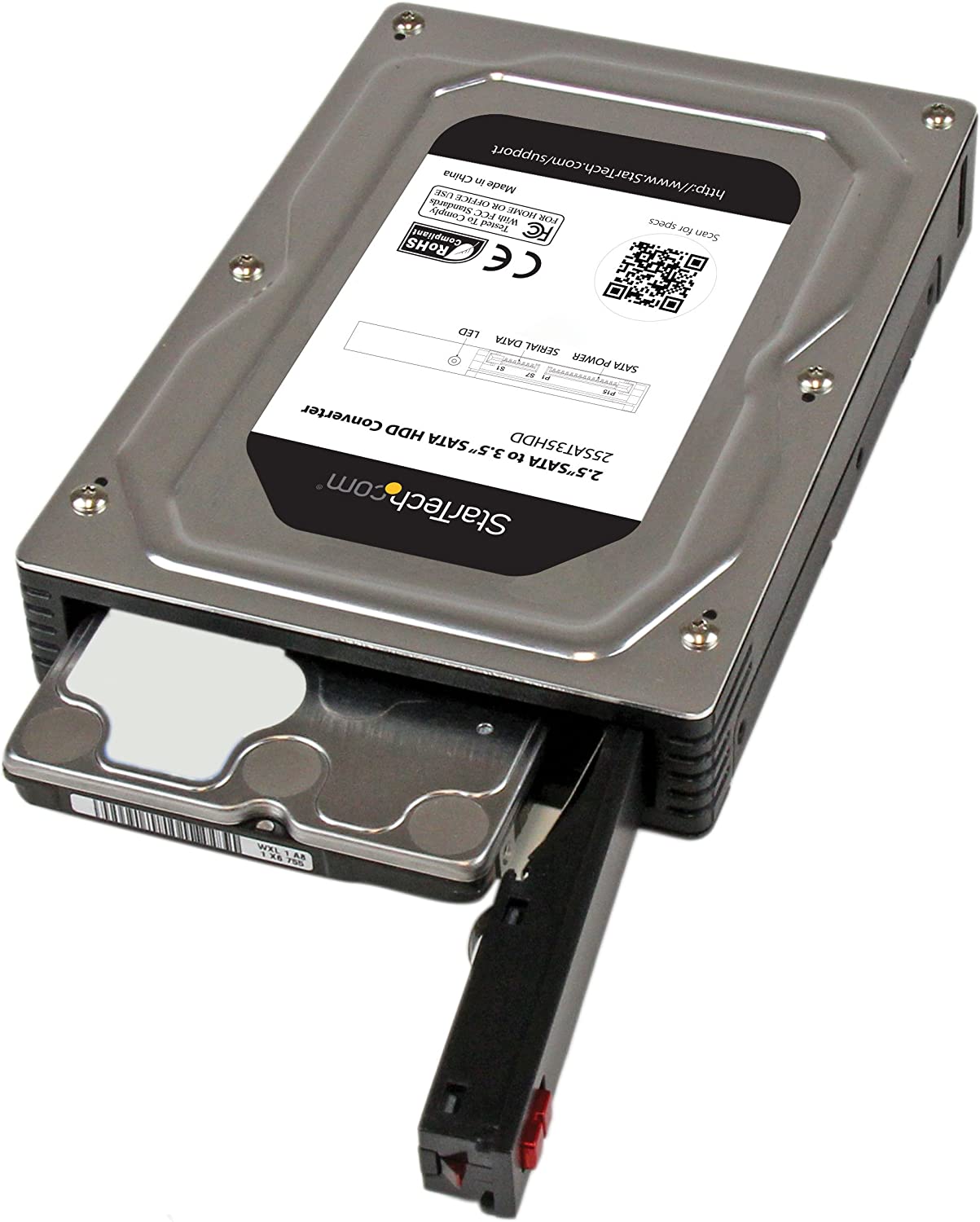 StarTech.com 2.5" to 3.5" SATA HDD/SSD Adapter Enclosure - External Hard Drive Converter with HDD/SSD Height up to 12.5mm (25SAT35HDD), Gray 2.5in SATA Drive 3.5in SATA Enclosure