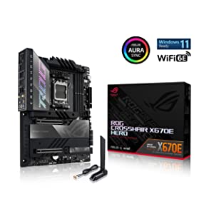 ASUS ROG Crosshair X670E Hero (WiFi 6E) Socket AM5 (LGA 1718) Ryzen 7000 Gaming Motherboard(18+2 Power Stages,PCIe® 5.0, DDR5,5xM.2 Slots,Front-Panel USB 3.2 Gen 2x2, USB4®, Wi-Fi 6E)