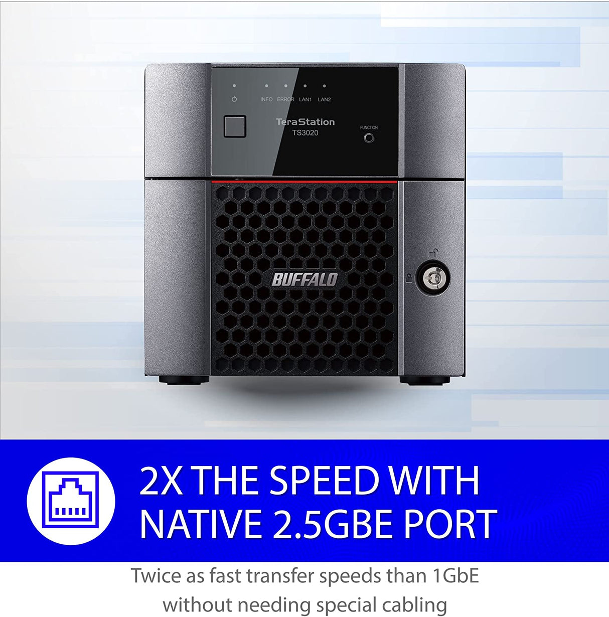 BUFFALO TeraStation 3220DN 2-Bay Desktop NAS 4TB (2x2TB) with HDD NAS Hard Drives Included 2.5GBE / Computer Network Attached Storage/Private Cloud/NAS Storage/Network Storage/File Server 4 TB TeraStation 3220DN Desktop NAS - 2 Drive Bays