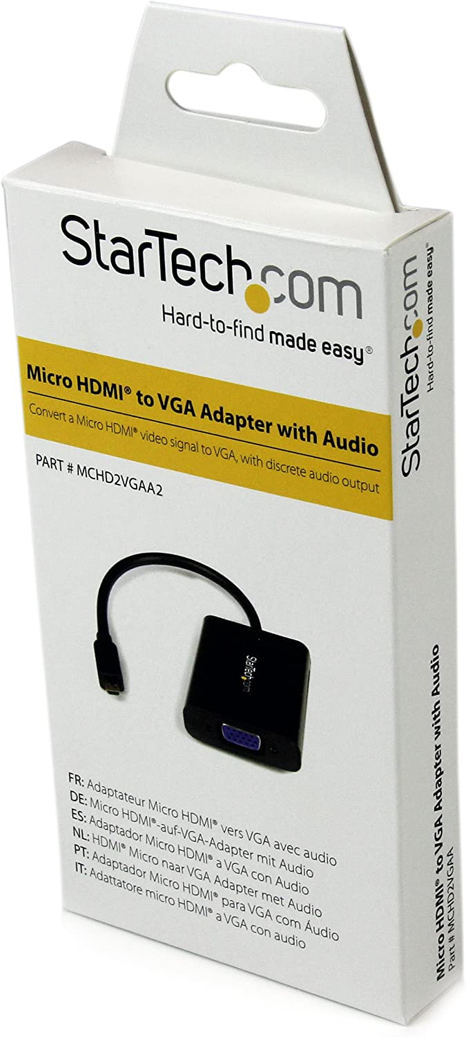 StarTech.com Micro HDMI to VGA Adapter Converter w/ Audio for Smartphones / Ultrabooks / Tablets 1920x1080 - Micro HDMI Male to VGA Female (MCHD2VGAA2)