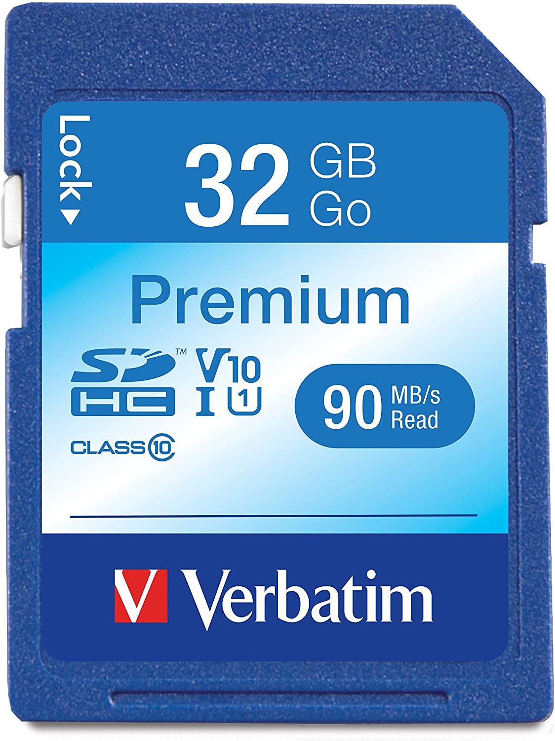 Verbatim 32GB Premium SDHC Memory Card, UHS-I Class 10, Blue