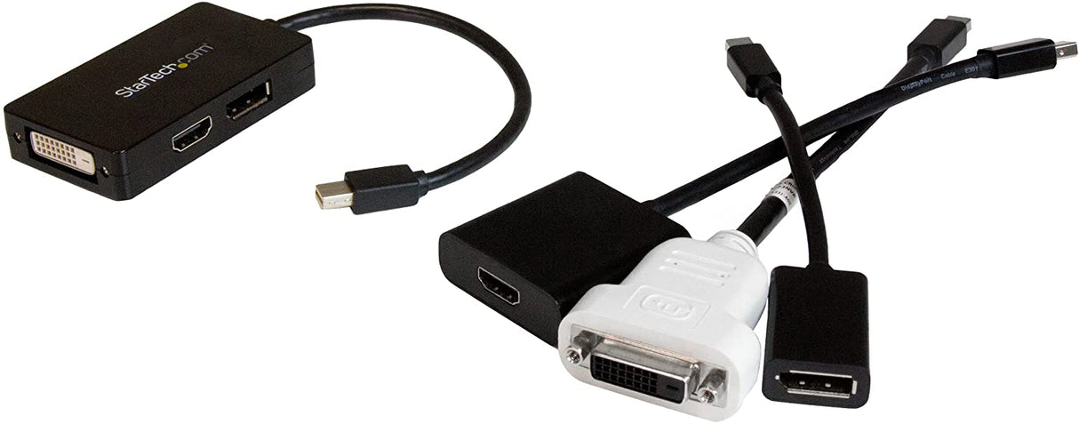 StarTech.com Travel A/V adapter - 3-in-1 Mini DisplayPort to DisplayPort DVI or HDMI converter (MDP2DPDVHD) Mini DisplayPort DisplayPort - DVI - HDMI (Black)