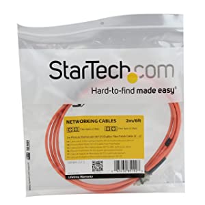StarTech.com 2m Fiber Optic Cable - Multimode Duplex 50/125 - OFNP Plenum - LC/LC - OM2 - LC to LC Fiber Patch Cable (50FIBPLCLC2) 6 ft / 2m LC-LC