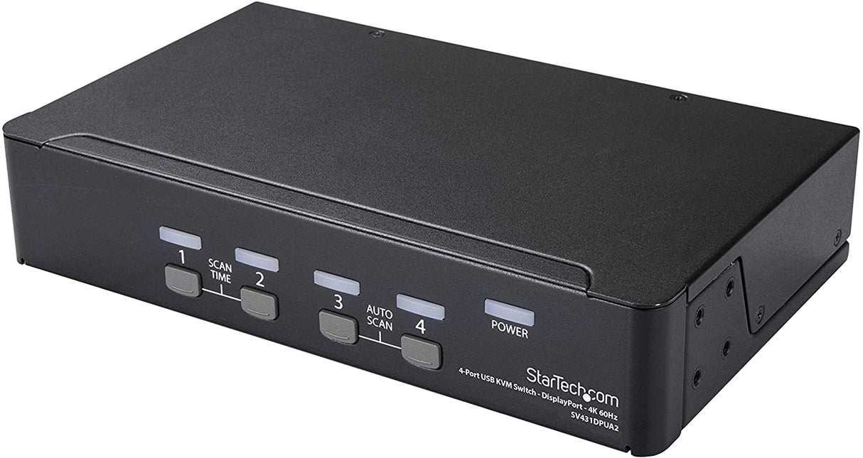 StarTech.com 4 Port DisplayPort KVM Switch - 4K 60Hz - Single Display - Dual Port UHD DP 1.2 USB KVM Switch with Integrated USB 2.0 Hub & Audio - Dell, HP, Apple, Lenovo - TAA Compliant (SV431DPUA2)