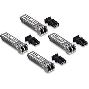 TRENDnet SFP Single-Mode LC Module 4-Pack, TEG-MGBS10/4, For Single Mode Fiber, Distances up to 10km(6.2 Miles), Gigabit SFP, Supports Up to 1.25Gbps, IEEE 802.3z Gigabit Ethernet, Lifetime Protection 4-Pack 10 km/6.2 mi