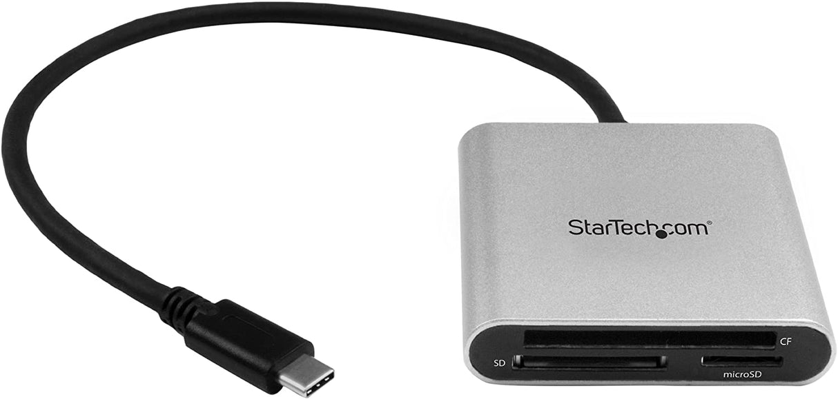 StarTech.com USB 3.0 Flash Memory Multi-Card Reader/Writer with USB-C - SD microSD and CompactFlash Card Reader w/ Integrated USB-C Cable (FCREADU3C)