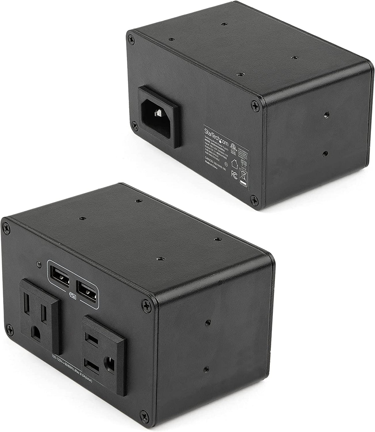 StarTech.com Conference Table Box for AV Connectivity & Power/Charging - 4K HDMI Output with HDMI, DP, & VGA Inputs, GbE, Audio - Charging Station w/ 2X USB-A & 2X 120V UL AC Outlets (KITBXAVHDPNA)