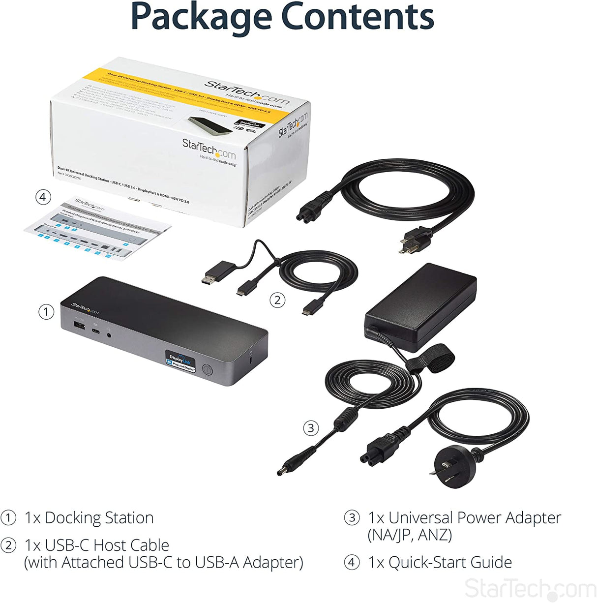 StarTech.com USB-C & USB-A Dock - Hybrid Universal Laptop Docking Station with Dual Monitor 4K60Hz HDMI & DisplayPort - USB 3.1 Gen 1 Hub, GbE - 60W Power Delivery - Windows, Mac & Chrome (DK30C2DPPD)