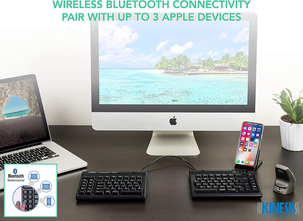 KINESIS Freestyle2 Blue Wireless Ergonomic Keyboard for Mac (9" Standard Separation)