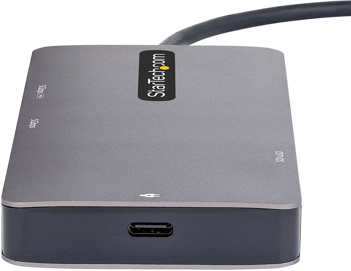 StarTech.com USB C Multiport Adapter, Dual HDMI Video, 4K 60Hz, 2Pt 5Gbps USB-A 3.1 Hub, 100W Power Delivery, GbE, SD/MicroSD, 12"/30cm Cable, Travel Dock, Laptop Docking Station (120B-USBC-MULTIPORT)