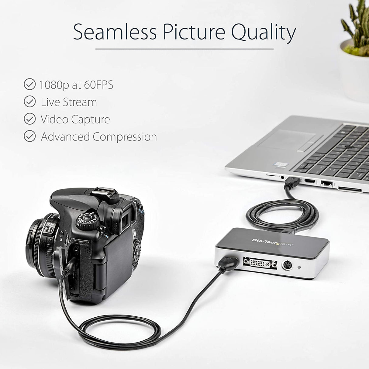 StarTech.com HDMI Video Capture Device - 1080p - 60fps Capture Card - USB Video Recorder - with HDMI DVI VGA (USB3HDCAP) Black