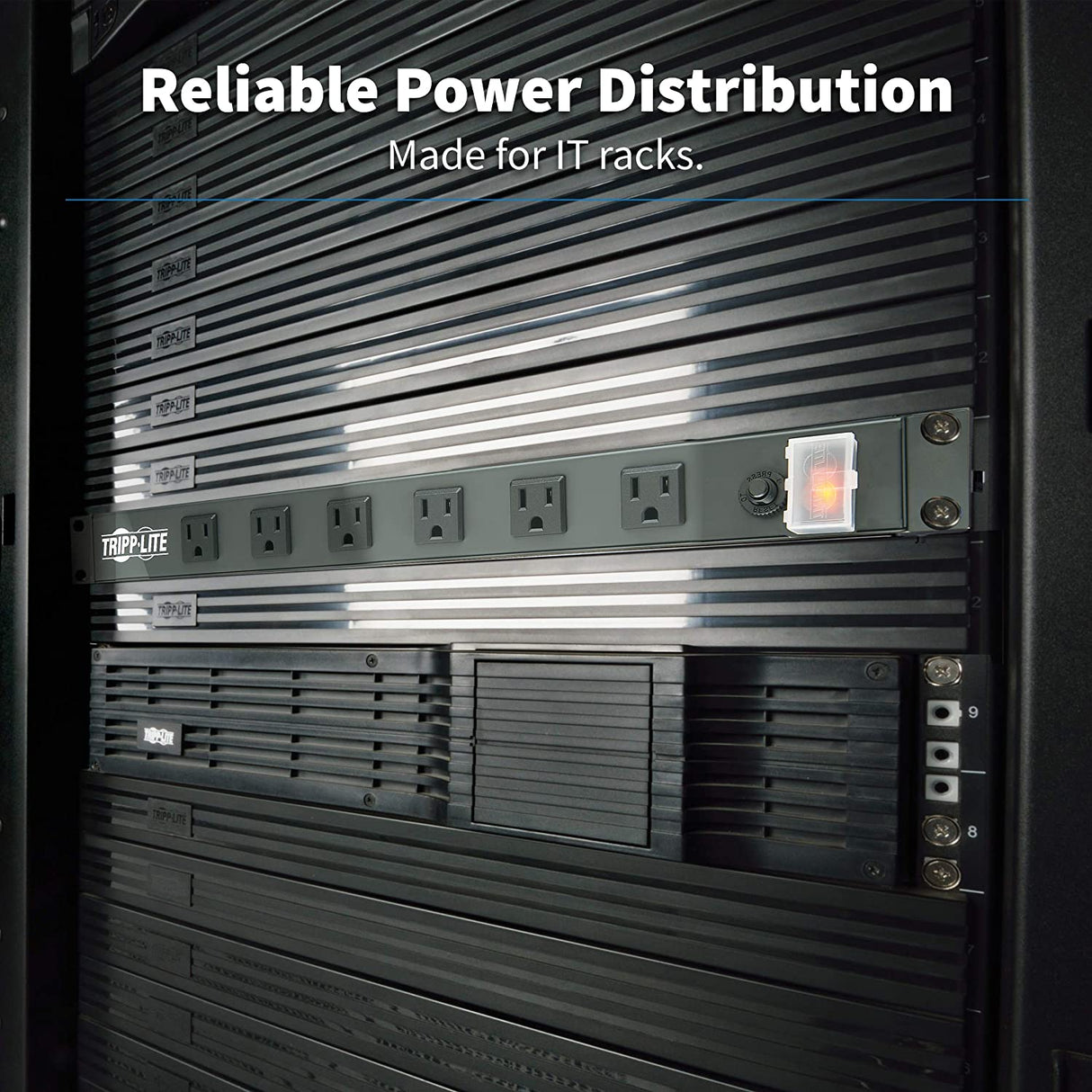 Tripp Lite RS1215-RA Rackmount Network-Grade PDU Power Strip, 12 Right Angle Outlets Wide-Spaced, 15A, 15ft Cord w/ 5-15P Plug,, Black 15A + Right Angle Outlet Single