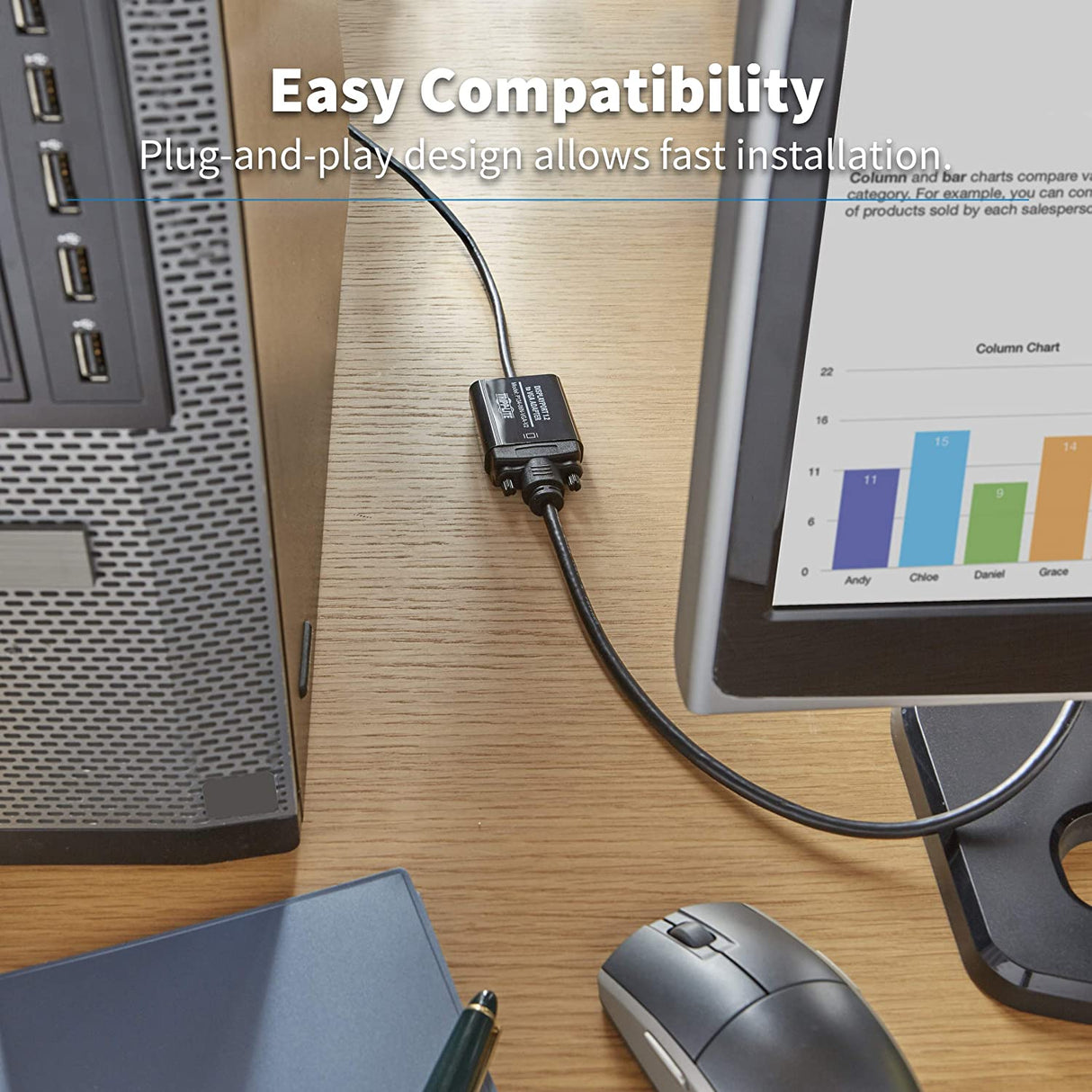 Tripp Lite DisplayPort to VGA Adapter Cable Active Converter Displayport 1.2 DP to VGA DP2VGA 6in (P134-06N-VGA-V2), Black DP 1.2 to VGA Active (6")