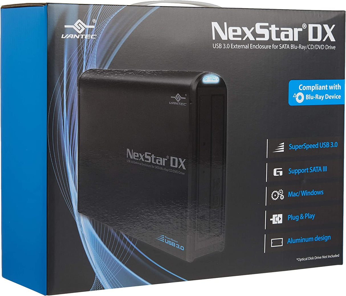 Vantec NST-536S3-BK NexStar DX USB 3.0 External Enclosure for SATA Blu-Ray/CD/DVD Drive all black 5.25" (Full size - updated version) Enclosure