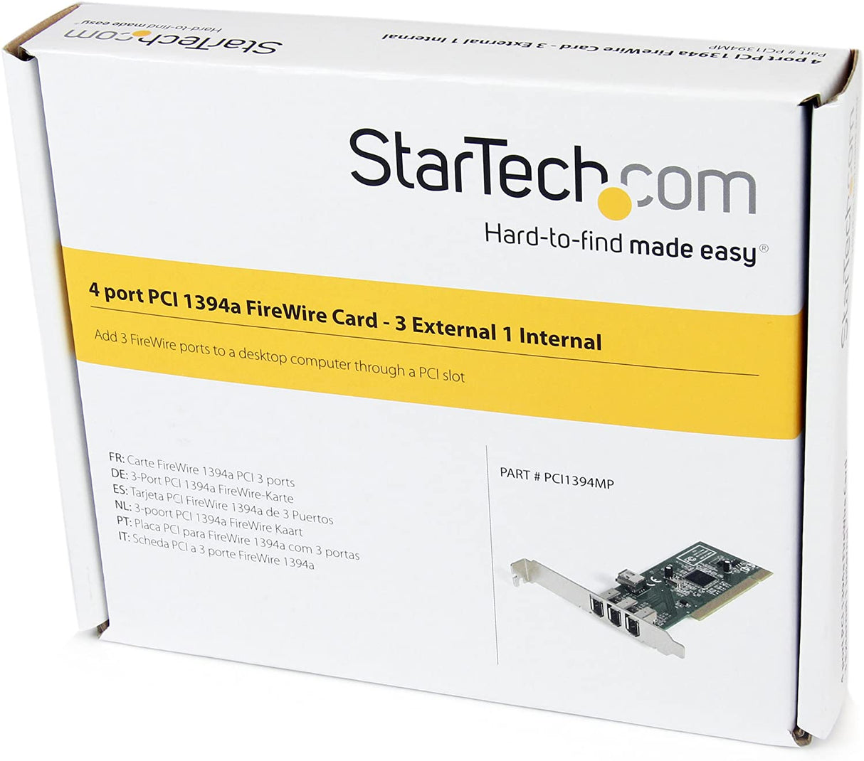 StarTech.com 4 port PCI 1394a FireWire Adapter Card - 3 External 1 Internal FireWire PCI Card (PCI1394MP) FireWire Card Adapter PCI 1394a
