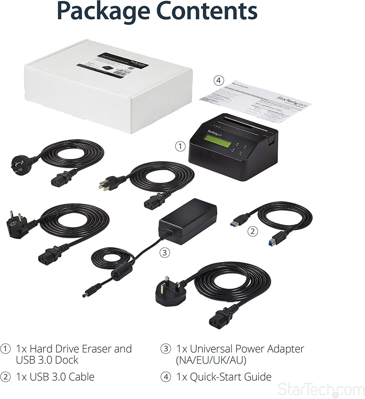 StarTech.com Single Bay Hard Drive Eraser, Standalone HDD/SSD Sanitizer, USB 3.0 to SATA II (3 Gbps), 9 Erase Modes, LCD Display, Secure Erase, Hard Disk Sanitizer, DB-9 Printer Port, TAA (SDOCK1EU3P) No 4kn support