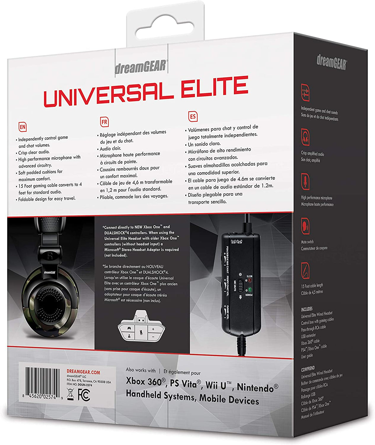 dreamGEAR Universal Elite Amplified, Wired Stereo Gaming Headset for PS4, Xbox One, PS3, Xbox 360, Wii, WiiU, and Even PC,DGUN-2574