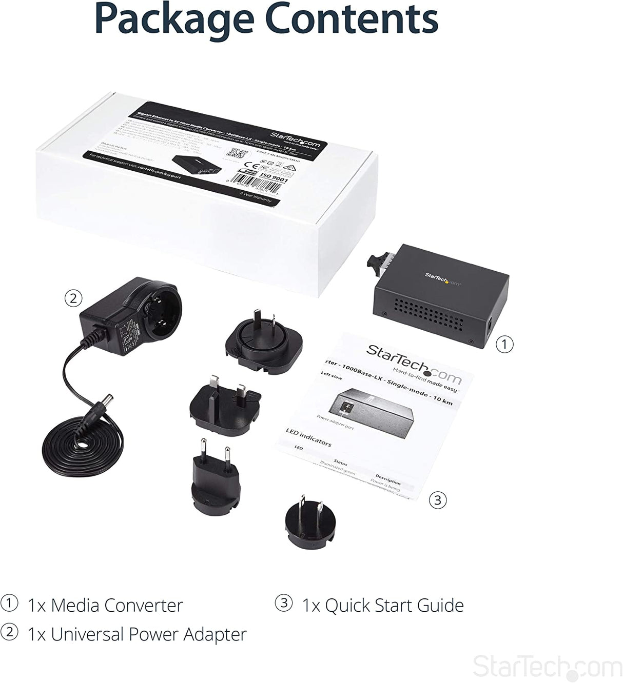 StarTech.com Singlemode (SM) SC Fiber Media Converter for 10/100/1000 Network - 10km - Gigabit Ethernet - 1310nm - w/Auto Negotiation (MCMGBSCSM10) 1"x4.1"x2.8" No Chassis Mount