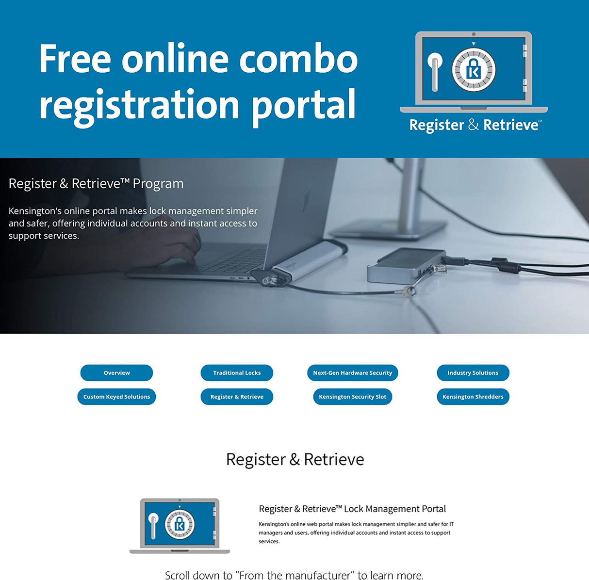 Kensington ClickSafe® Combination Laptop Lock for Wedge-Shaped Security Slot (K67936WW) Combination - Clicksafe