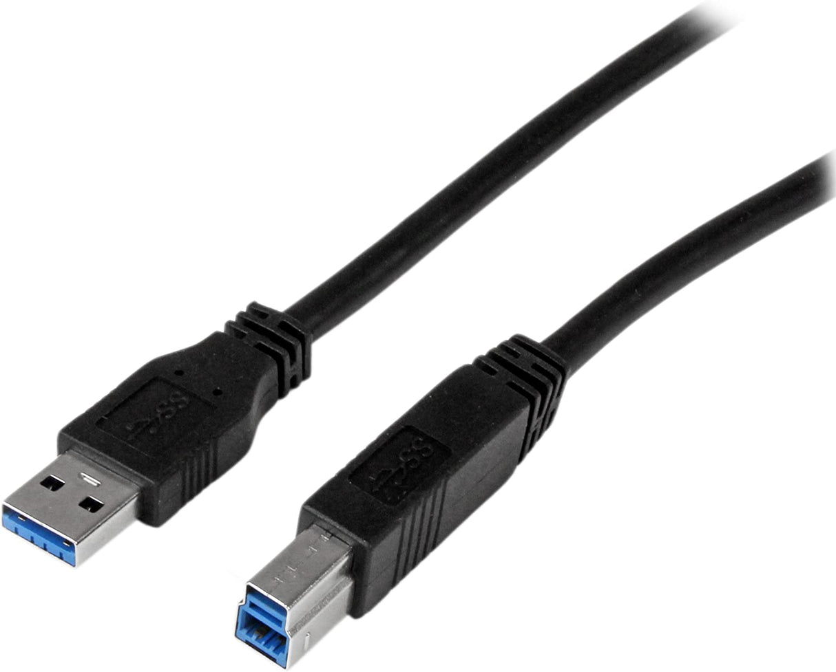 StarTech.com 1m 3 ft Certified SuperSpeed USB 3.0 A to B Cable Cord - USB 3 Cable - 1x USB 3.0 A (M), 1x USB 3.0 B (M) - 1 meter, Black (USB3CAB1M) Black 3 feet
