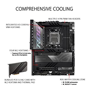 ASUS ROG Crosshair X670E Hero (WiFi 6E) Socket AM5 (LGA 1718) Ryzen 7000 Gaming Motherboard(18+2 Power Stages,PCIe® 5.0, DDR5,5xM.2 Slots,Front-Panel USB 3.2 Gen 2x2, USB4®, Wi-Fi 6E)