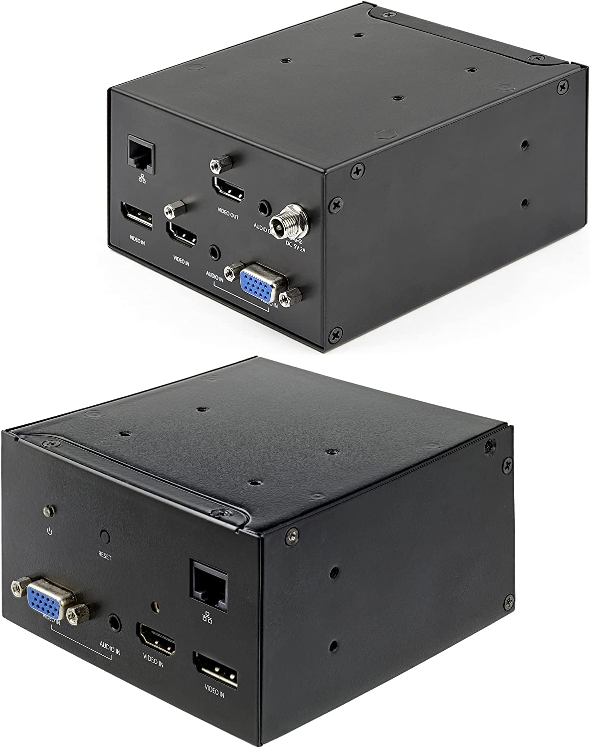 StarTech.com Conference Table Box for AV Connectivity & Power/Charging - 4K HDMI Output with HDMI, DP, & VGA Inputs, GbE, Audio - Charging Station w/ 2X USB-A & 2X 120V UL AC Outlets (KITBXAVHDPNA)