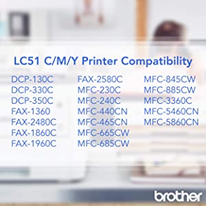 Brother Genuine Standard Yield 3 Pack Color -Ink -Cartridges, LC513PKS, Includes 1 -Cartridge Each of Cyan, Magenta & Yellow, Page Yield Up To 400 Pages/ -Cartridge, Amazon Dash Replenishment -Cartridge, LC51
