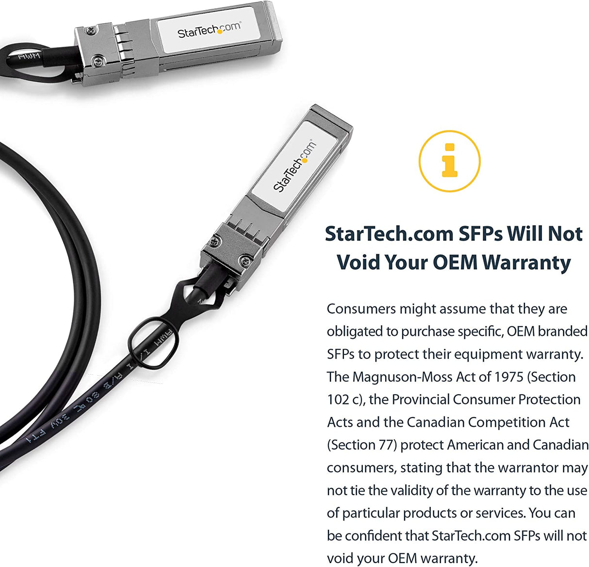 StarTech.com Cisco SFP-H10GB-CU2M Compatible 2m 10G SFP+ to SFP+ Direct Attach Cable Twinax - 10GbE SFP+ Copper DAC 10 Gbps Low Power Passive Transceiver Module DAC Firepower ASR920 (SFPCMM2M) 6 ft / 2m