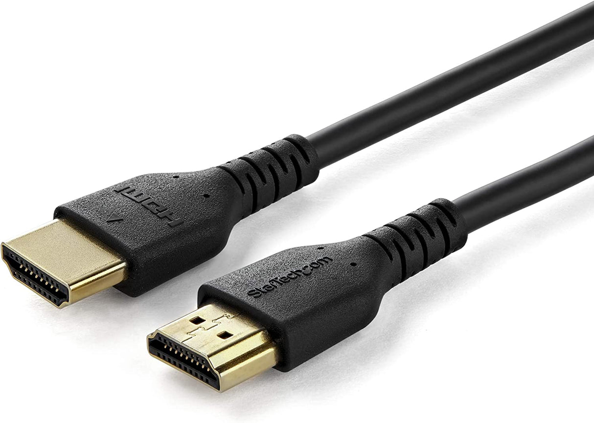 StarTech.com 3ft (1m) Premium Certified HDMI 2.0 Cable with Ethernet - Durable High Speed UHD 4K 60Hz HDR - Rugged M/M HDMI Cord with Aramid Fiber - TPE - Ultra HD Monitors, TVs & Displays (RHDMM1MP) Black 3 ft/1m