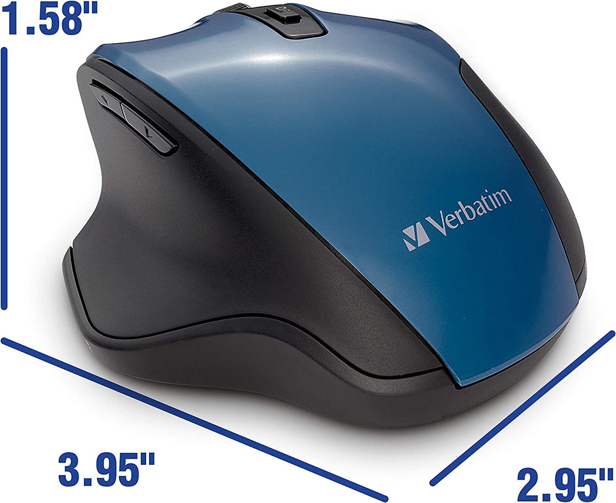 Verbatim Silent Ergonomic Wireless Blue LED Mouse – Dark Teal